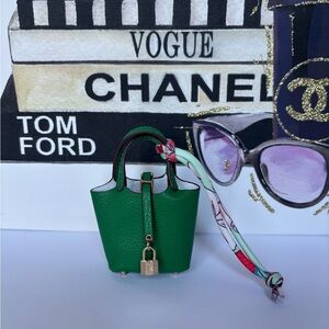 Green Mini Tote with Scarf Detail